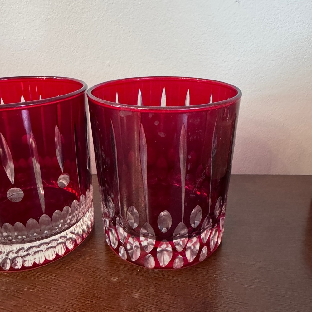 Set of 4 William Sonoma Garnet Old Fashioned Glasses - Picture 5 of 7